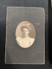 1870-1890’s Cabinet Card Photo Oval Image Lady Bow tie Top Hair picture