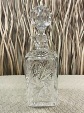 Crystal Decanter Square With Stopper.  Eleanor By American Cut.  In Excellent . picture