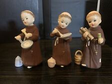 Napco Vintage 1962 Figurine Hand Painted In Japan Friars Lot of 3 picture