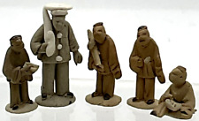 Five Tiny Miniature Chinese Asian Mud Men 1/2” to 1” In Height Figurine Clay picture