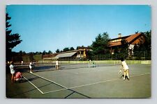 Postcard Tennis Courts Grossinger's Resort Liberty New York, Vintage Chrome K13 picture