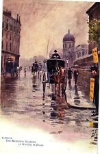 Tuck's Oilette London National Gallery A WET DAY IN TOWN Horse Carriage Postcard picture