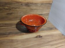 Vintage Red Speckled Enamelware 9.5” Strainer Colander Enamel Cookware Black￼ picture