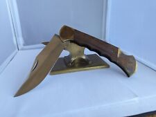 Vintage Large Pakistan Stainless Blade Wooden Handle Folding Knife picture