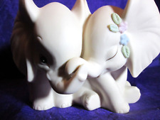 Homco Embracing Elephants Love Figurine Porcelain Bisque Home Interiors 1993 picture