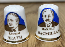 Edward Heath & Harold Macmillan, Conservatives Set of 2 Fine Bone China Thimbles picture