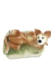 Signed Italian Italy Dog On Grass Figurine Figure picture