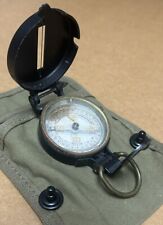 WWII Original Compass With Reproduction Canvas Pouch picture