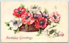 Postcard - Birthday Greetings with Flowers Art Print picture