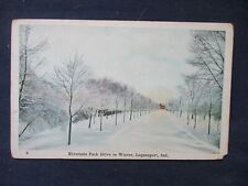 ca1910 Logansport Indiana Riverside Park Drive & Winter Snow Postcard picture