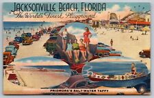 Postcard Jacksonville Beach FL Pridmore Saltwater Taffy Amusement Multi View A19 picture