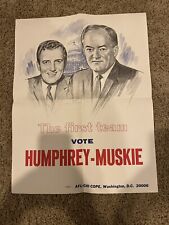 Hubert Humphrey Muskie 1968 political poster AFL-CIO COPE historic cool picture