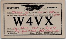 1937 QSL Radio Card Code W4VX Columbus Georgia Amateur Station Posted Postcard picture
