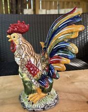 Beautifully Painted Ceramic Rooster Figurine - Perfect Condition 8.5