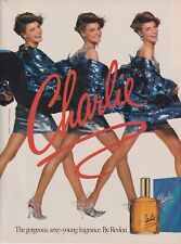 Charlie Perfume Vintage 1990 Print Ad Page Revlon Linda Evangelista Sexy Legs picture