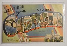Used 1949 GREETINGS From Waycross Georgia VINTAGE Large Letter POSTCARD M8 picture