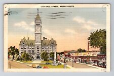 Lowell MA-Massachusetts, City Hall, Clock Tower, Vintage Postcard picture