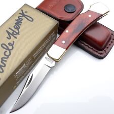 Uncle Henry Schrade Smoky Folding Knife Stainless Blade Woodgrain Handle LB5 picture