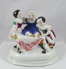 Antique Conta&Boehme Porcelain Covered Removable Lid Inkwell Sisters Playing picture