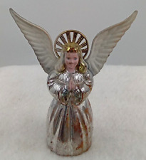 Vintage Angel Standing Ornament Plastic Silver Gold White Wing Paint Christmas picture
