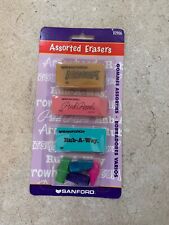 Vintage (1999) Sanford Assorted Eraser Combo Pack 3 Erasers & 4 Top Erasers NEW picture