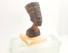 Vintage Egyptian Revival Statue~Queen Nefertiti Bust on Marble~Academia~Deco~6