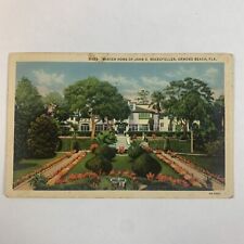 Postcard Florida Ormond Beach FL Rockefeller House Mansion Linen 1936 Posted picture