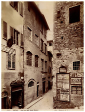 Italy, Florence, House where Dante Alighieri lived, Mannelli Vintage print, strip picture