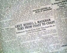 RUSELL MAUGHAN 1st Transcontinental Airplane Flight in Daylight 1924 Newspaper picture