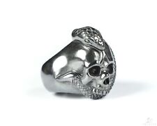 US Size 8 Hematite Carved Crystal Skull Ring, Skull Jewelry picture