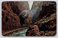 1900s~Royal Gorge~Arkansas River Canyon~D & RG RR~Rockies~Antique Train Postcard picture