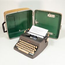 1958 Royal Speed King Double Tan Working Portable Typewriter with Locking Case picture