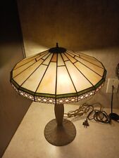  Signed Bradley And Hubbard Lamp Arts Crafts Leaded Vintage Slag Glass Shade  picture