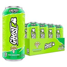 GHOST ENERGY Sugar-Free Energy Drink - 12-Pack, WARHEADS Sour Green Apple,... picture