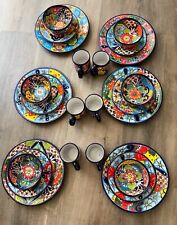 26 Piece Talavera Dinnerware Set Seat 6 Vibrant Dishes with Floral leadfree picture