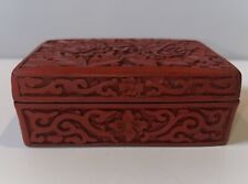 Vintage Chinese Cinnabar Carved Lidded Box picture