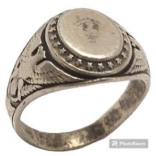 WWI U.S. Military Eagle Sterling Silver Band Ring Sz 10.75 picture
