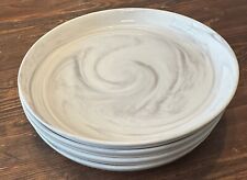 Set 4 Artisanal Kitchen Supply Coupe Grey & White Marble Swirl 8” Salad Plates picture