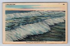 Savannah Beach CA-California, General Greetings, Rolling Surf Vintage Postcard picture