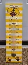 Vintage Wooden Thermometer - Hand Painted Bees Bumblebee  picture