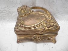 Art Nouveau  Floral Metal Trinket--Jewelry Casket--Stash-- Hinged  Box picture