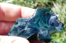 12oz Bunch Dark Teal Swirled Antique Recycled Slag Glass from Pittsburgh, PA picture