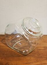 Vintage Barlett Collins Clear Glass General Store Tilted Cookie Jar w/ Lid picture