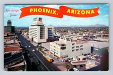 Phoenix AZ-Arizona, Aerial Of Town Area, Antique, Vintage Postcard picture