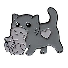 Cat with Cub Cute Grey Adorable Enamel Pin picture