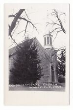 c1950 RPPC WAKEFIELD KANSAS CONGREGATIONAL CHURCH BUILDING VINTAGE POSTCARD KS picture