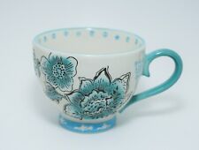 Dutch Wax Floral Footed Teal Coffee Mug Cup Coastline Imports picture