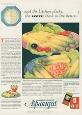 1930 California Canned Asparagus Clock Recipe Book Offer Art Deco Print Ad PR6 picture