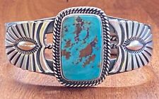 Navajo Native American Sterling Turquoise Bracelet By Andy Cadman picture