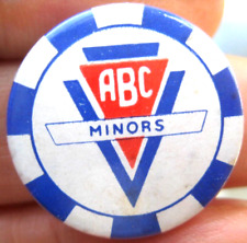 ABC MINORS CINEMA CLUB vintage 1950s members blue and white 23mm tin pin BADGE picture